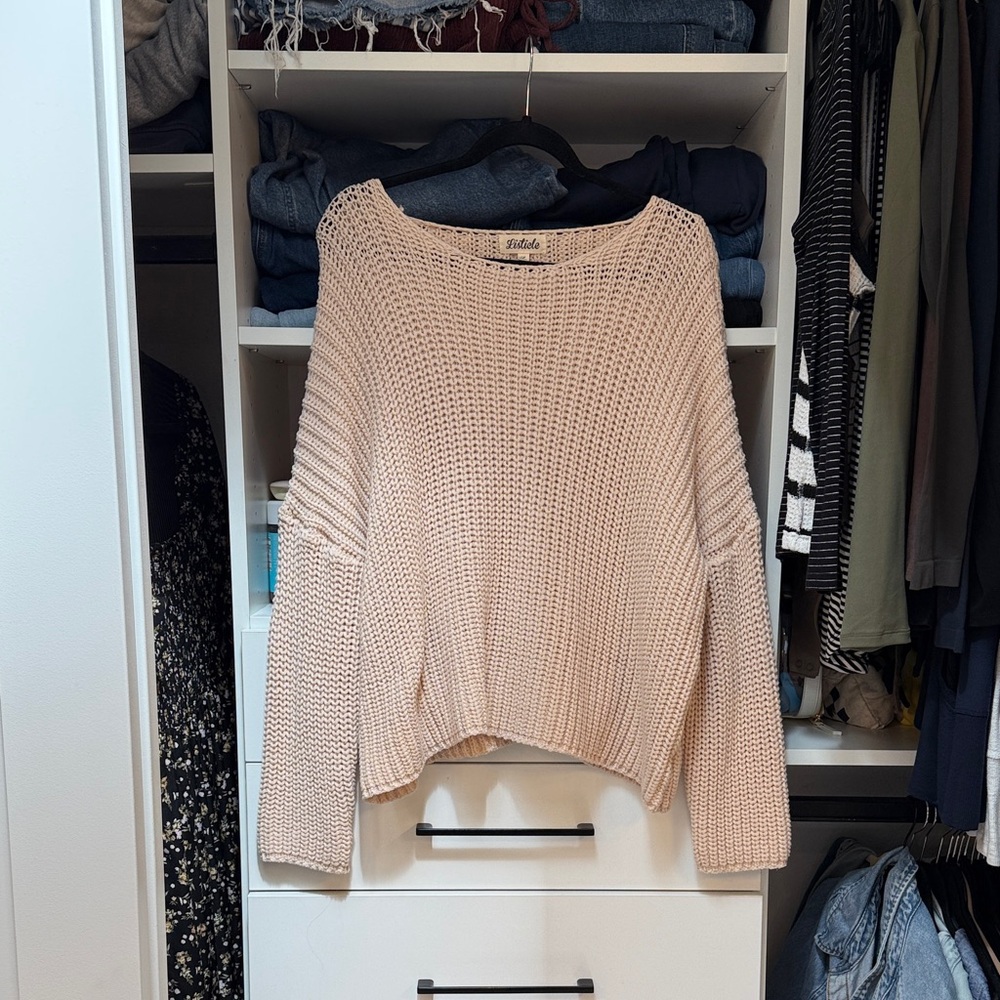 Listicle Cream Scoop Neck Knit Pullover